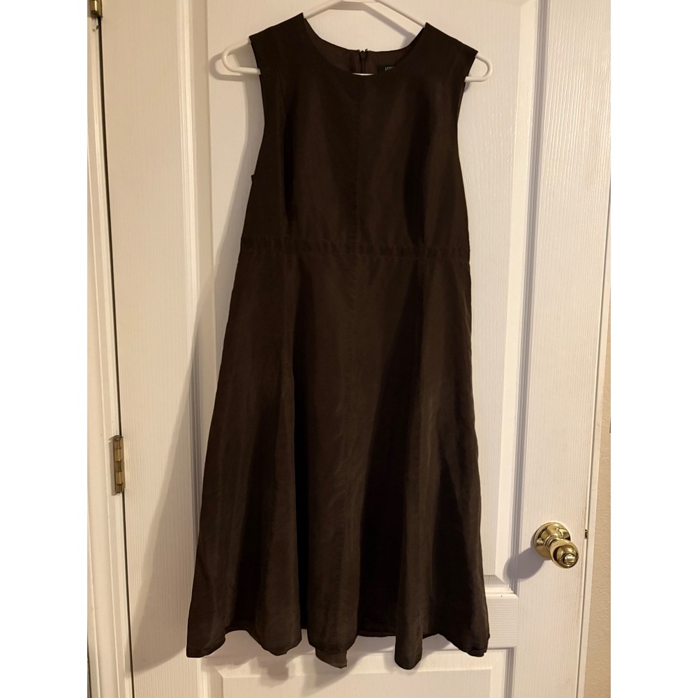J.Crew Midi Dress Women 8 Brown Excellent Silk Sleeveless A-Line Cocktail Luxury